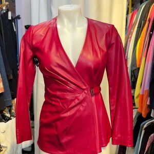 Carlisle Red Leather Wrap Jacket